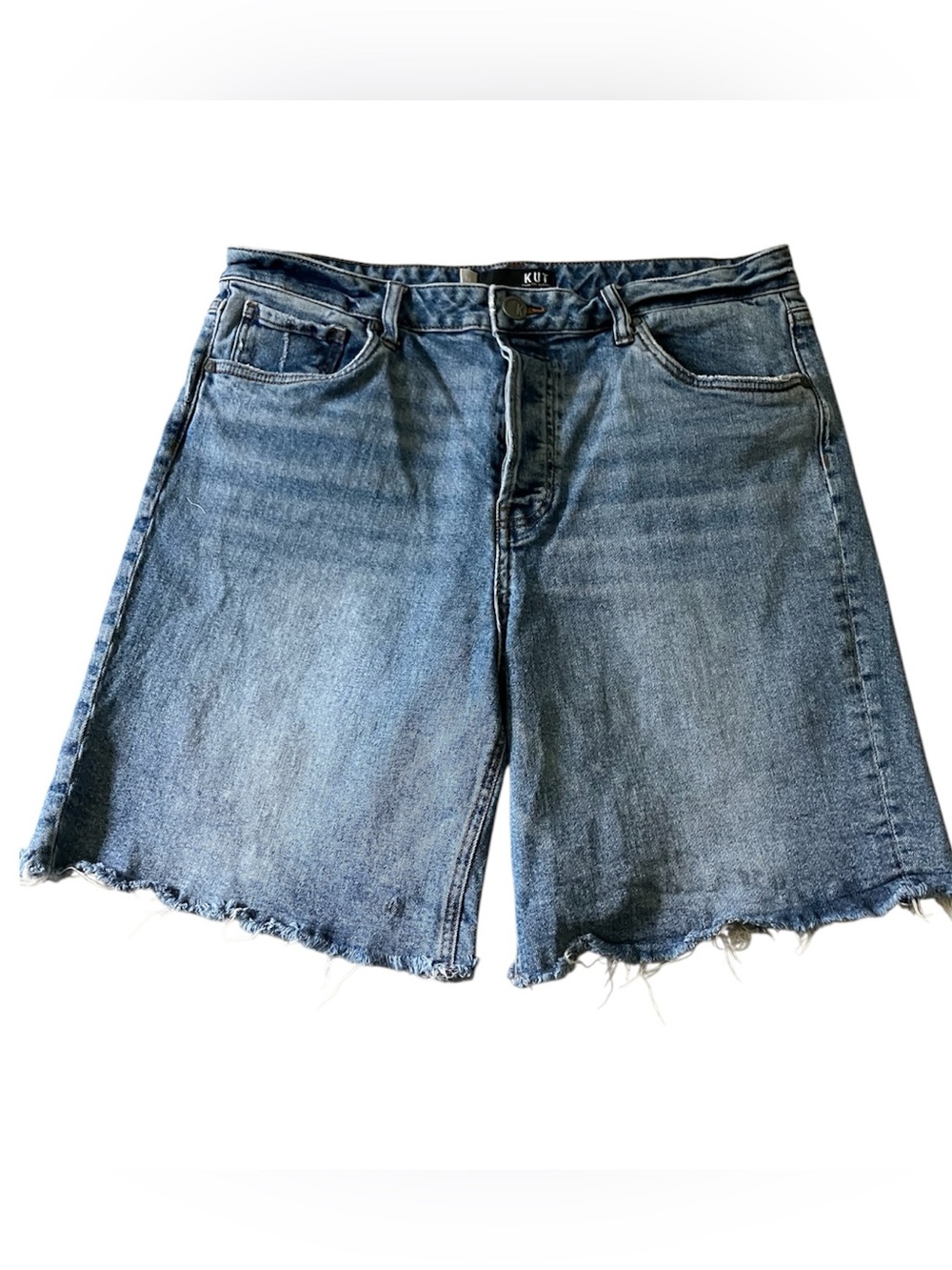 Kut From The Kloth Margo Jean Shorts High Rise Long Short Denim 14 medium wash